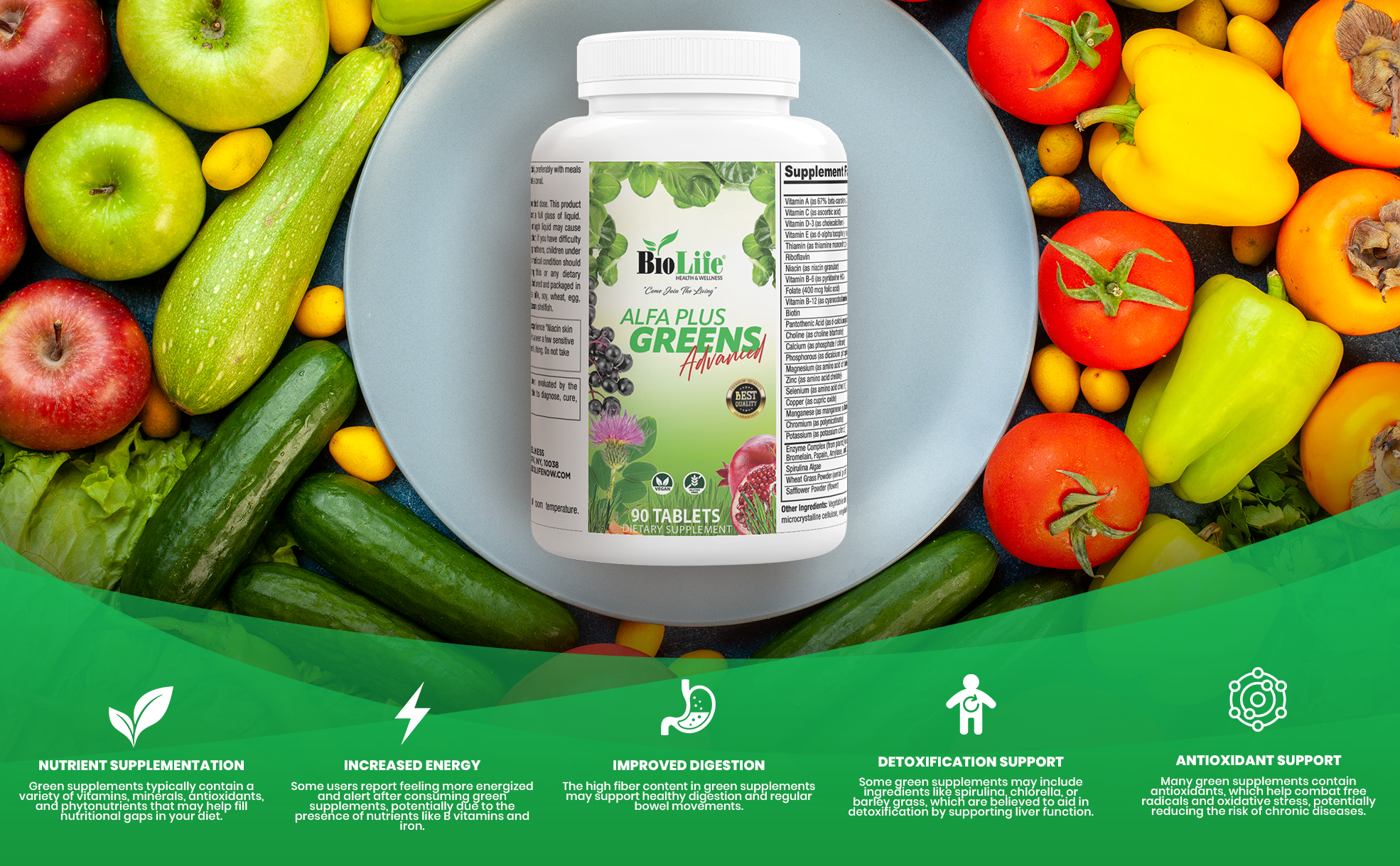 Biolife Alfa Plus Greens Advanced Organic Greens Tablet